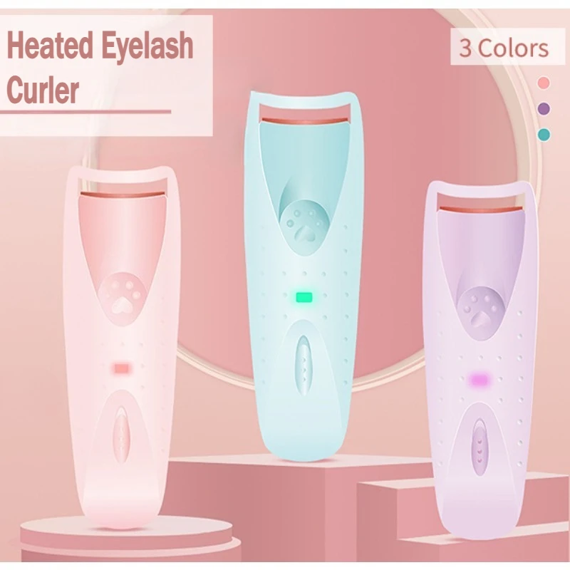 USB Rechargeable Heated Eyelash Curler - Fast Heating, Long-Lasting Curls, Safe & Portable Makeup Tool for Perfect Lashes