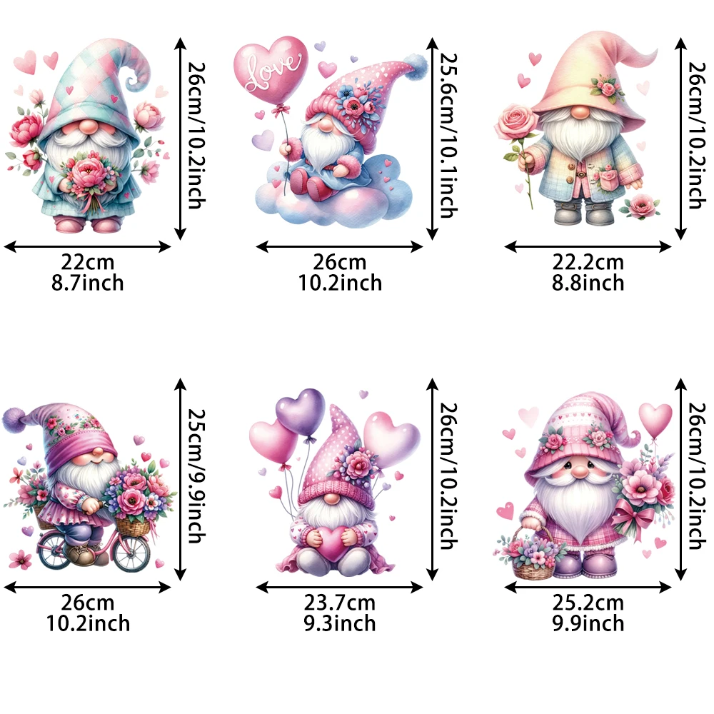 Розовый карлик на День святого Валентина, 6 предметов, удерживающий воздушный шар с узором «сделай сам», набор наклеек для прессования и печати