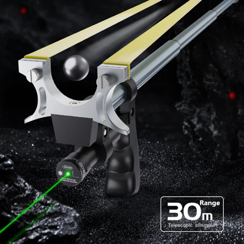 Slingshot Straight Rod High Precision Telescope High Power Red Laser Flat Rubber Band Stainless Steel Outdoor Hunting Slingsshot