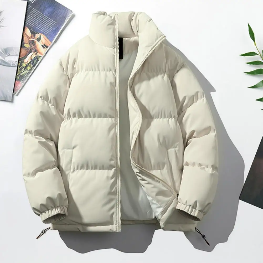 Chaqueta de estilo callejero para mujer y hombre, Abrigo acolchado de algodón con bolsillos y dobladillo con cordón, ropa de abrigo cálida para