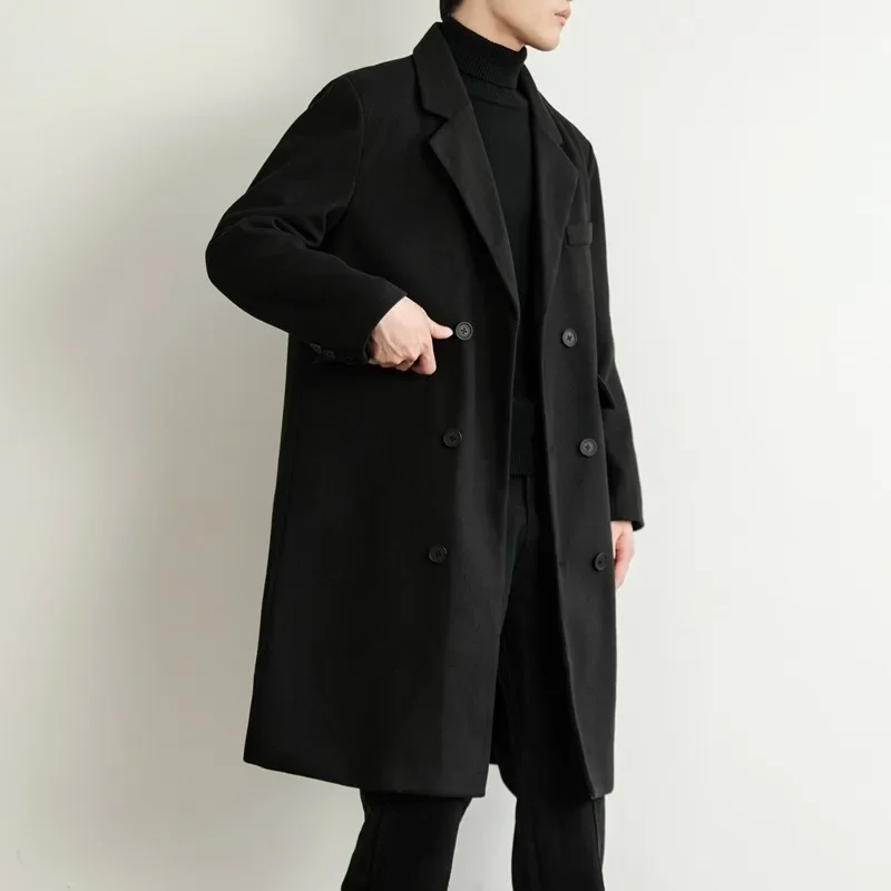 Winter New Men\'s Coat Fashionable and Warm Mid To Long Windbreaker Men\'s Woolen Knee Length Trench Coat Men