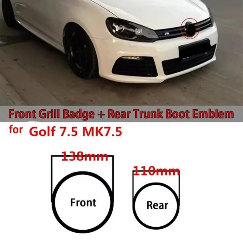 

Not Affect ACC Car Front Grille Black Mirror Emblem Rear Trunk Lid Logo Stickers For Golf 7.5 MK7.5 GTI R-Line GTD R Variants