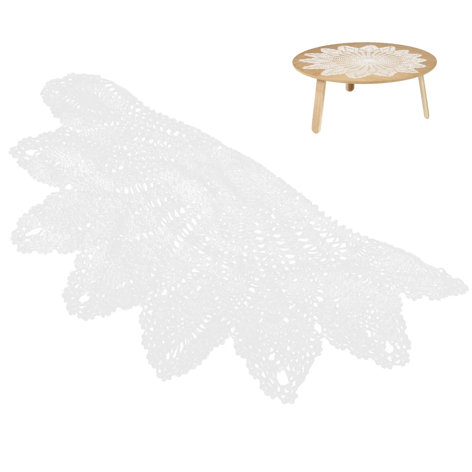 

Crochet Tablecloth H made Cotton Lace Vintage Dining Doilies Hollow Cover Beautiful Retro Style Portable Easy Storage