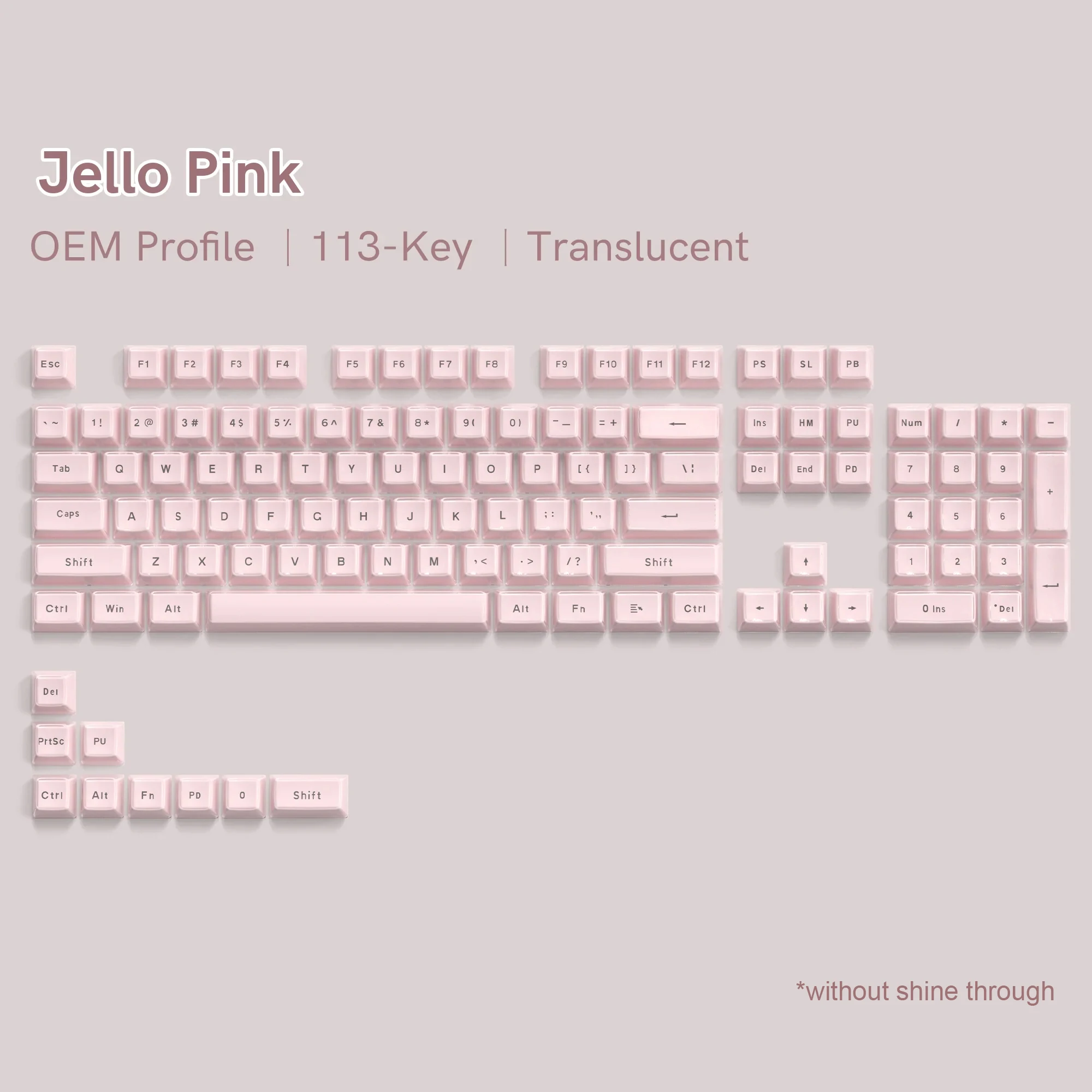 

OEM Profile Translucent Clear Keyboard Keycaps Pink Jello Crystal Keycap for Cherry Gateron MX Swiches Mechanical Gamer Keyboard