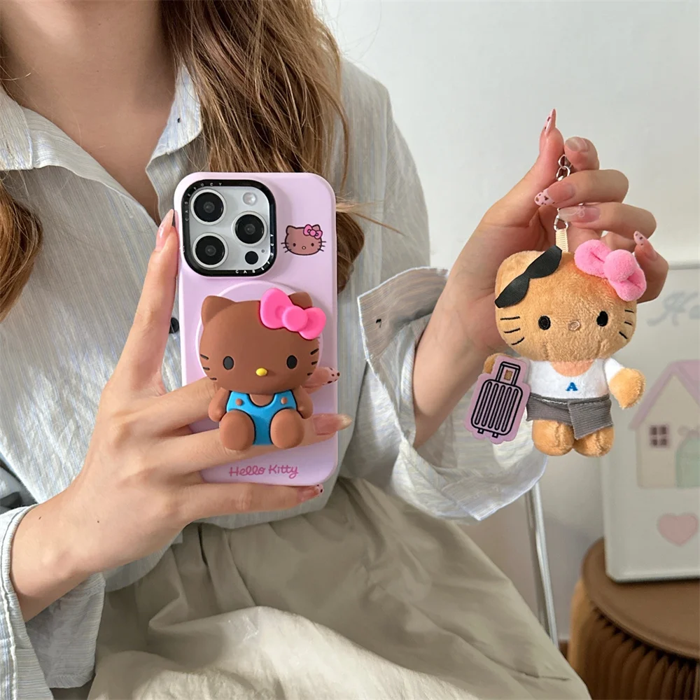 

New Hello Kitty cute cartoon Phone Case For iPhone 13 15 16 14 Pro Max fundas case Protective cover with Magnetic stand cover