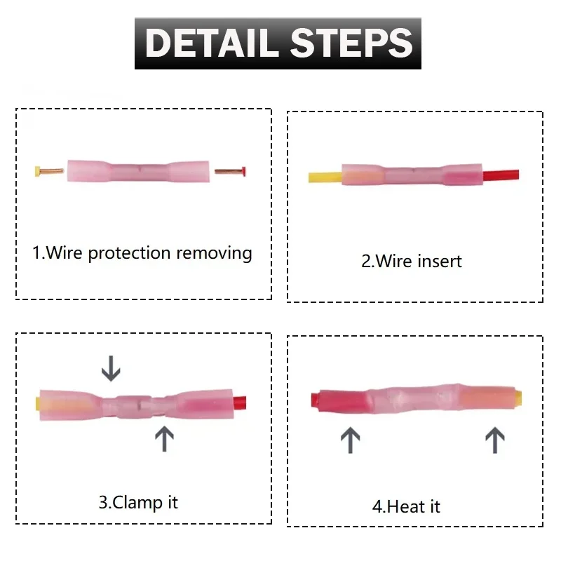 10~500pcs Heat Shrinkable Cable Connector Tube BHT0.5 BHT1.25 BHT2 BHT5 for AWG22-10 Waterproof Copper Insulated Wire Terminal