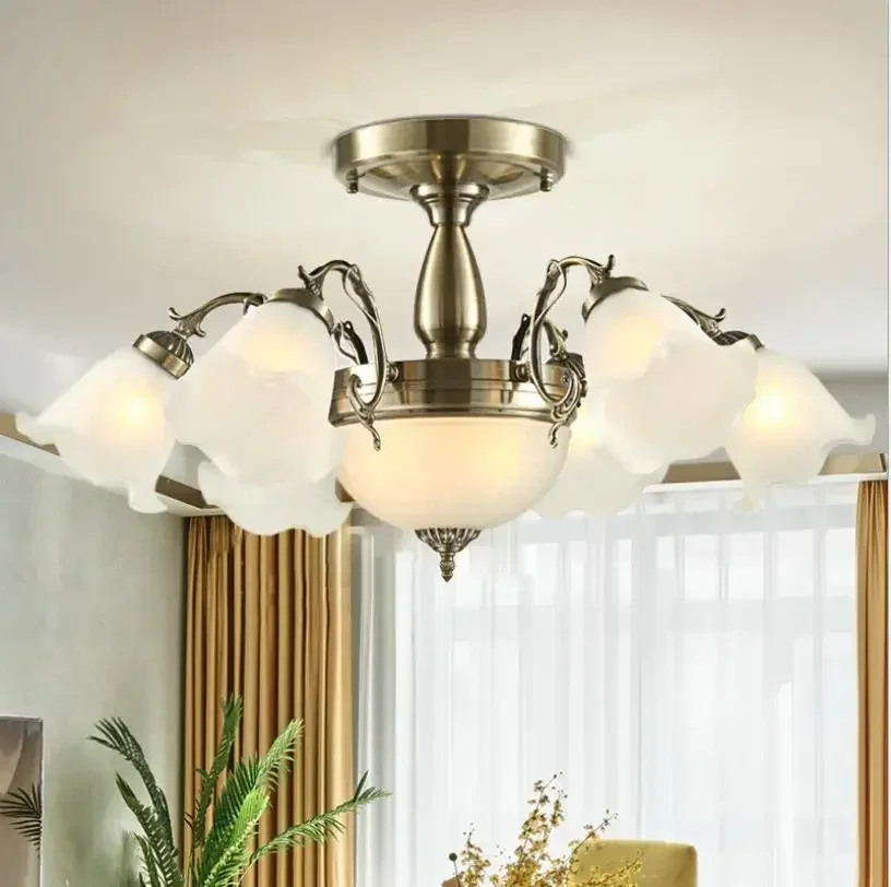 European Chandelier Living Room Ceiling Lamp Wrought Iron Restaurant Bedroom Light Simple New Home Hotel Retro Lighting