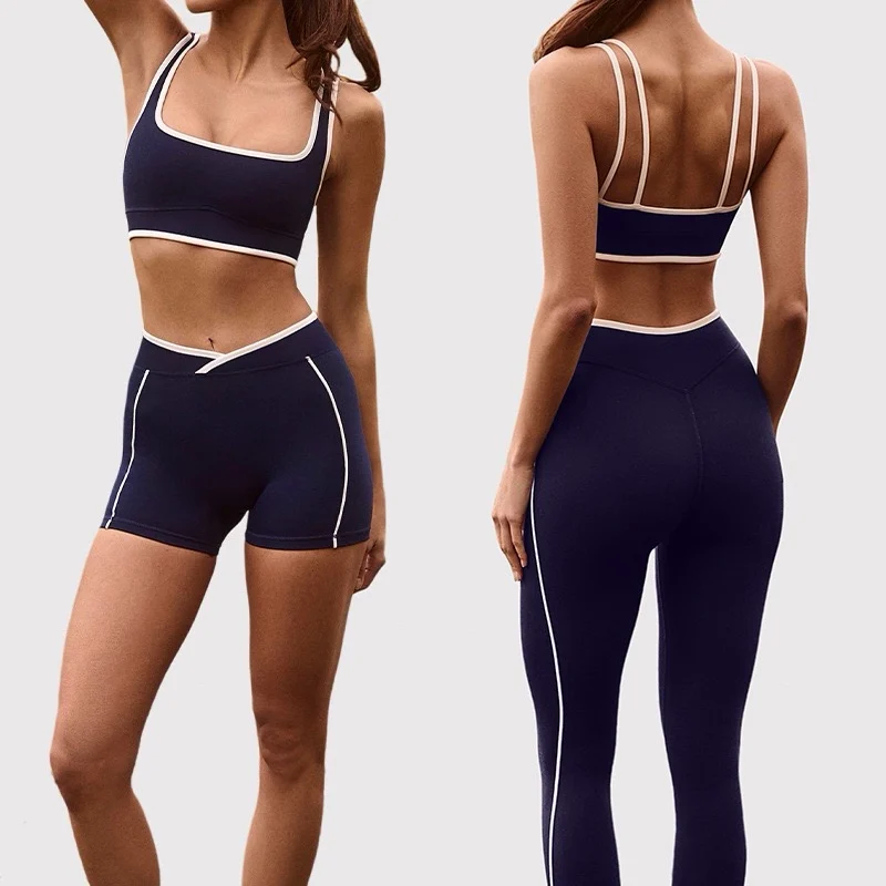 Shockproof Fitness Sports Bra And Butt Lifting Pants Running Yoga Set Women's Long Pants Moisture Wicking Non-Fleece Lined