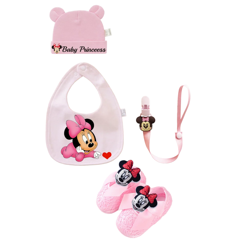 

Cartoon newborn hat cute baby shoes baby bib spit-up cloth baby baby bib children's set newborn feeding gift 0-8M