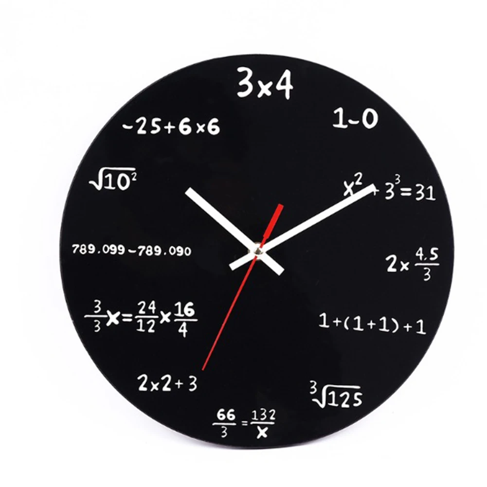 Clear Readable Wall Clock Educational Wall Clock 30cm 12inches Mathematical Clock Decoration Artistic Elements Integration