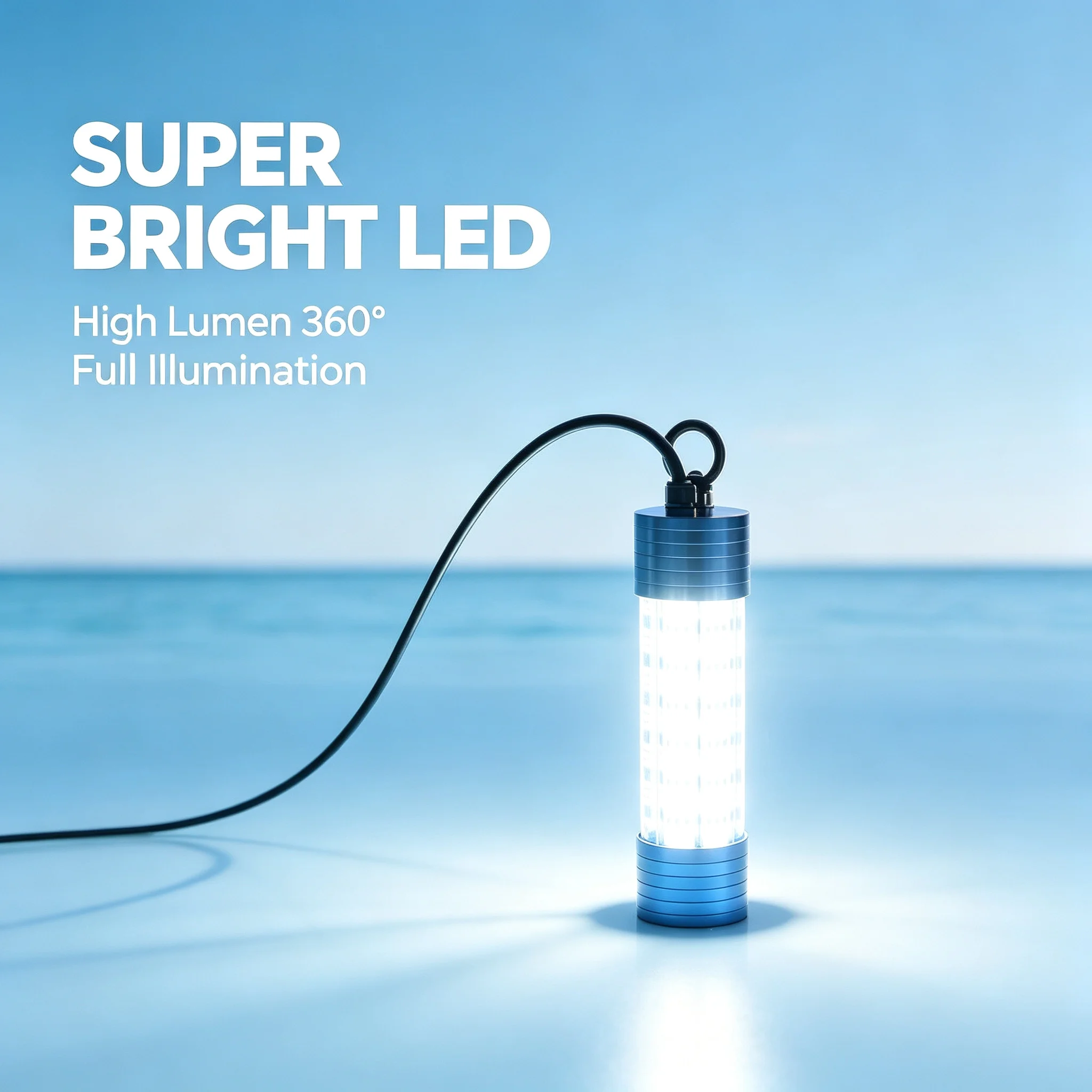 300W Hochleistungs-Unterwasser-Angelleuchte LED Fischlocklampe IP68 Wasserdicht Metallgehäuse Salzwassersicher Nacht-Köderlampe – Detail 4