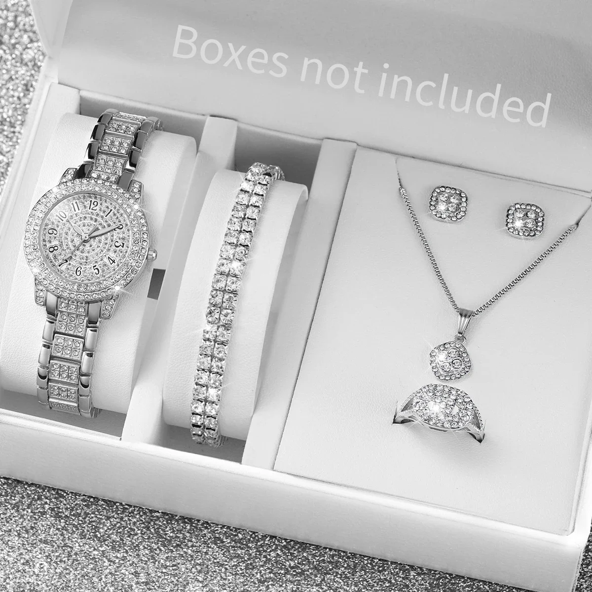 6PCS/Set Luxury Full Diamond Women Watches Fashion Ladies Quartz Wristwatch Jewelry Set Reloj Mujer（Without Box） gallery 1