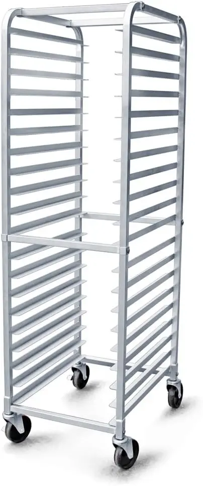 

Commercial-Grade Aluminum 20-Tier Sheet Pan Rack with Wheels, 26x20x69 Inches, Silver Finish