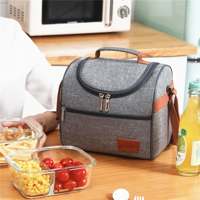 Portable Cooler Bags Zipper Thermal Lunch Bags Insulated Bag Oxford Fabric Picnic Bag Stylish Men Women Kids Camping Lunchbox