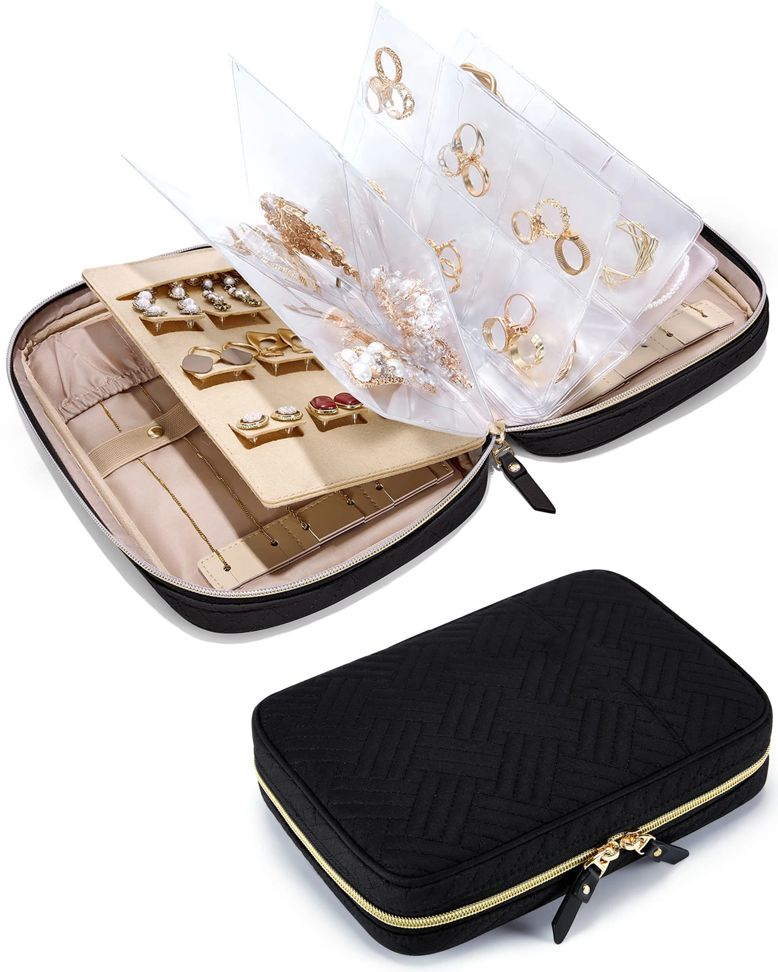 Schmuck Reise Organizer Fall Transparent Schmuck Lagerung Buch Ringbuch Schmuck Taschen Klare Broschüre Schmuck Rollen Reißverschluss Tasche