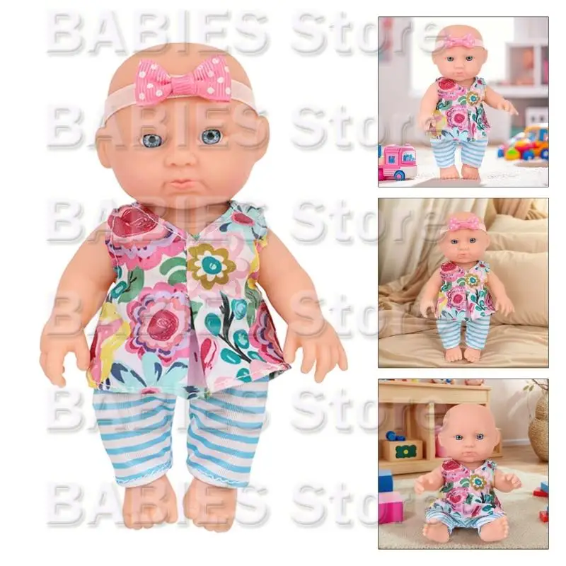 C9GB 16.5cm Búp bê trẻ thực tế Reborns Búp bê với bộ đồ đáng yêu Cuộc sống trên quần áo như giáo dục Reborns Búp bê nuôi dạy