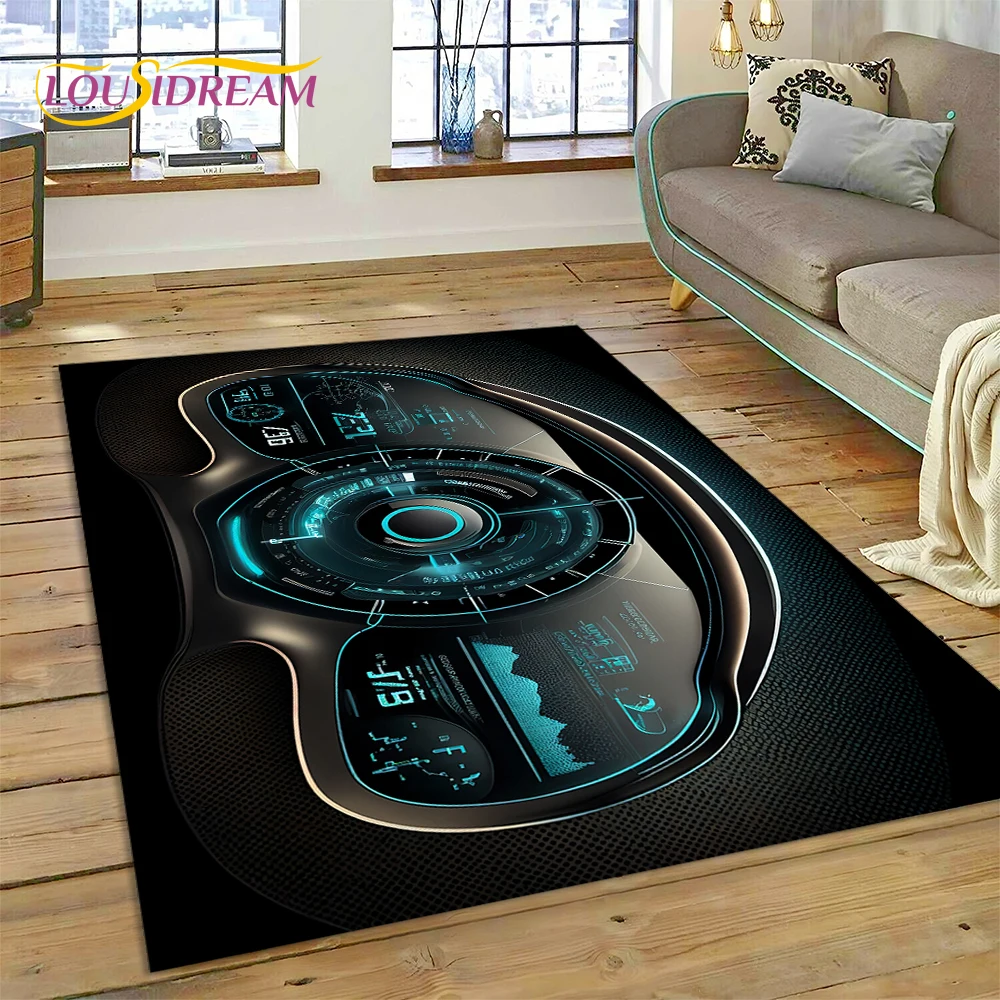 3D Car Dashboard Machine Control Screen Racing Carpet Rug for Bedroom Living Room Home Sofa Decoration, Kid Game Decor Floor Mat