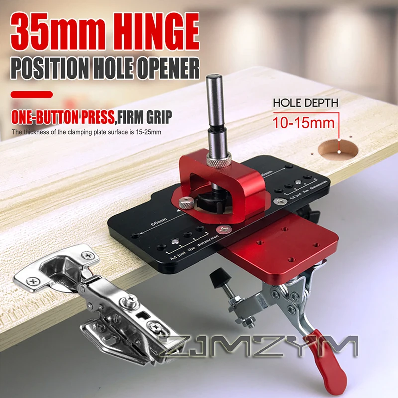 35MM Concealed Door Hinge Jig Aluminum Alloy Hinge Boring Hole Drill Guide Hinge Jig  For Woodworking Cabinet Door Hardware Jig