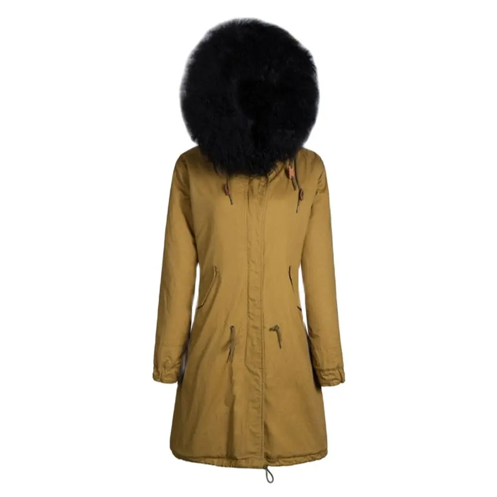 Top Comfortable Real Black Lamb Lined With Hood Male Winter Outwear Real Lamb Fur Jackets