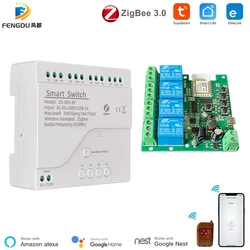 4CH Zigbee Tuya Smart Home Relay Module 85-250V Relay APP Remote Control Works Gateway Alexa Google Assistant Smart Light Switch