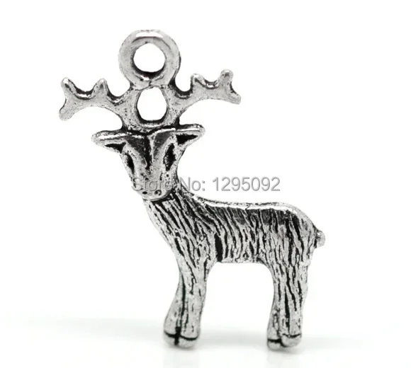 1250Pcs Pendant Antique Silver Tone Breloque Noel Christmas Reindeer Animal Charm Jewelry Findings  24x19mm