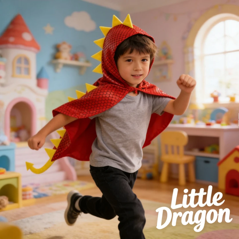 

Детский плащ-накидка с капюшоном в виде динозавра для выступлений, вечеринок и косплея