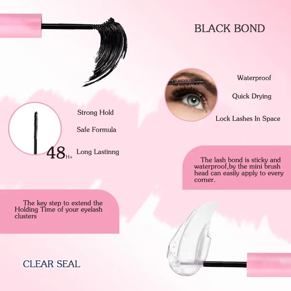 Kit de Pestañas por Grupos 3D 190 Pzs con Pegamento y Sello, Herramientas de Maquillaje, Rizador 5