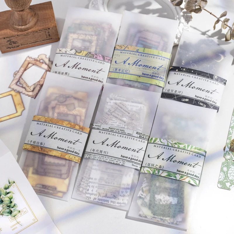 40 sheets Material paper retro hollowed out collage small card hand tent decoration base frame Memo Pad 6 kinds