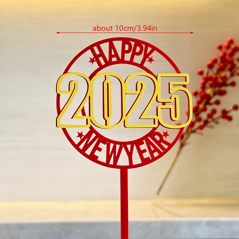 1 قطعة 2025 عيد الميلاد السنة الجديدة كعكة القبعات العالية الاكريليك عيد الميلاد كب كيك توبر للمنزل سنة جديدة سعيدة حفلة كعكة الزينة
