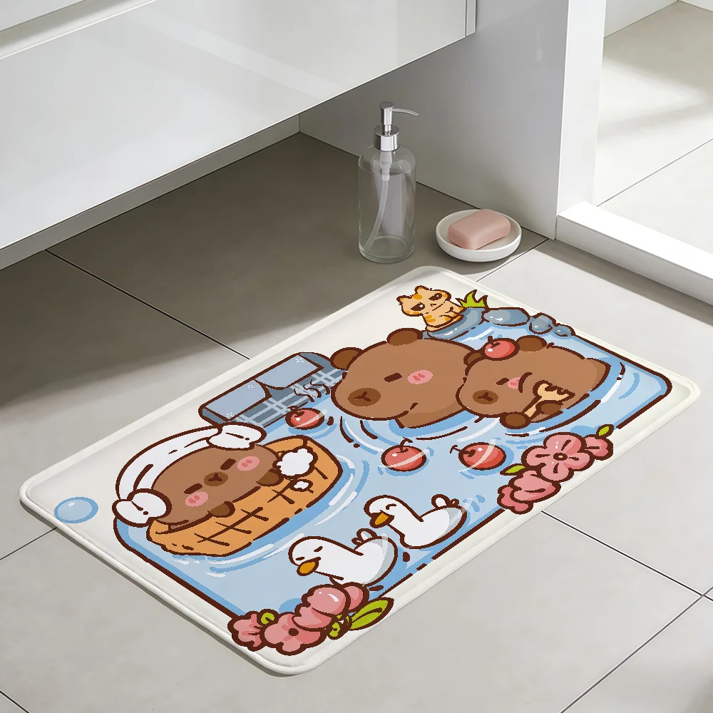 cartoon cute funny art Capybara hogar Bedside Rug Kitchen Bath Floor Mat Hallway Balcony Carpet Entrance Doormat Decor Home