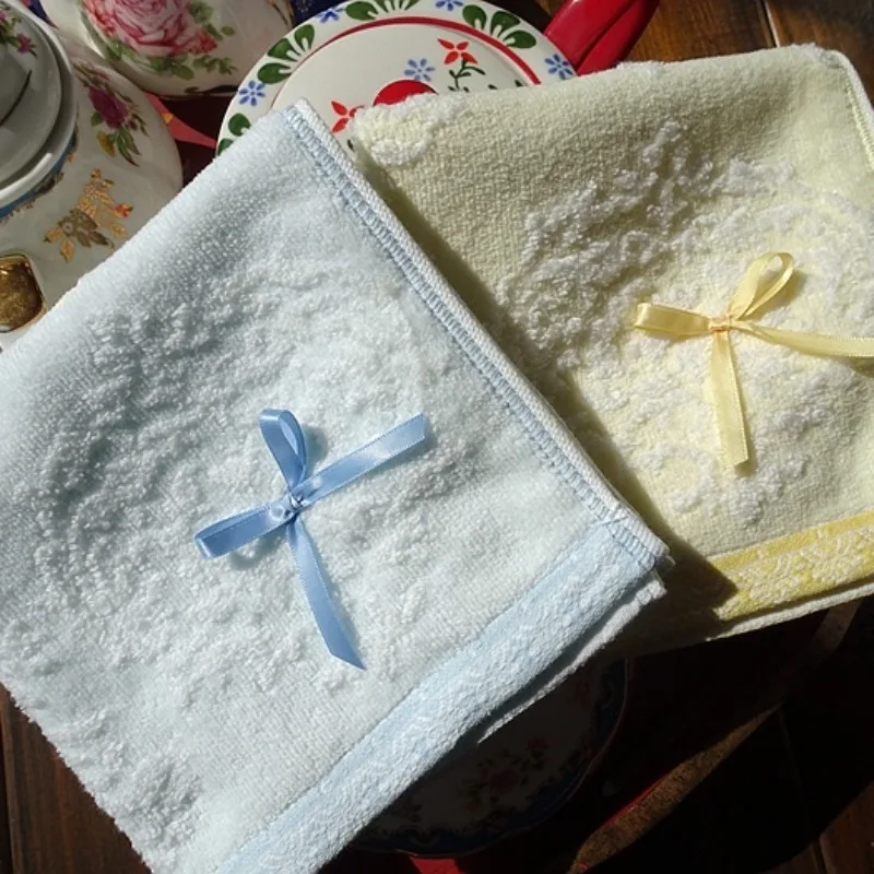 4pcs Exported To Japan Pure Cotton Cut Velvet Jacquard Palace Retro Princess Square Scarf Handkerchief 35CM