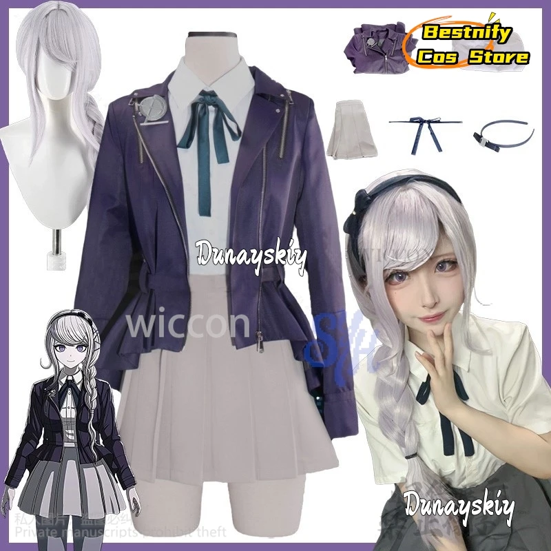 

Anime Game The Hundred Cosplay Kirifuji Nozomi Costume Purple Pu Punk Coat Jk Kawaii Uniform Dress Lovely Japanese Girls Lolita