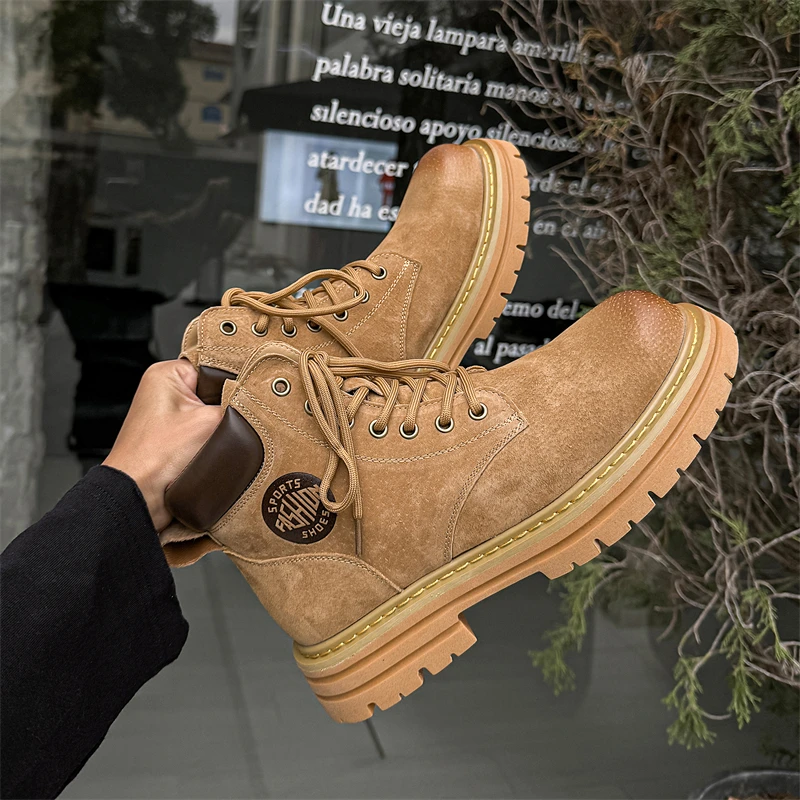 

Winter Motorcycle Boots Retro Plush Casual Height Increasing Fashionable Outdoor Hiking Couple Boots Suitable for Young People