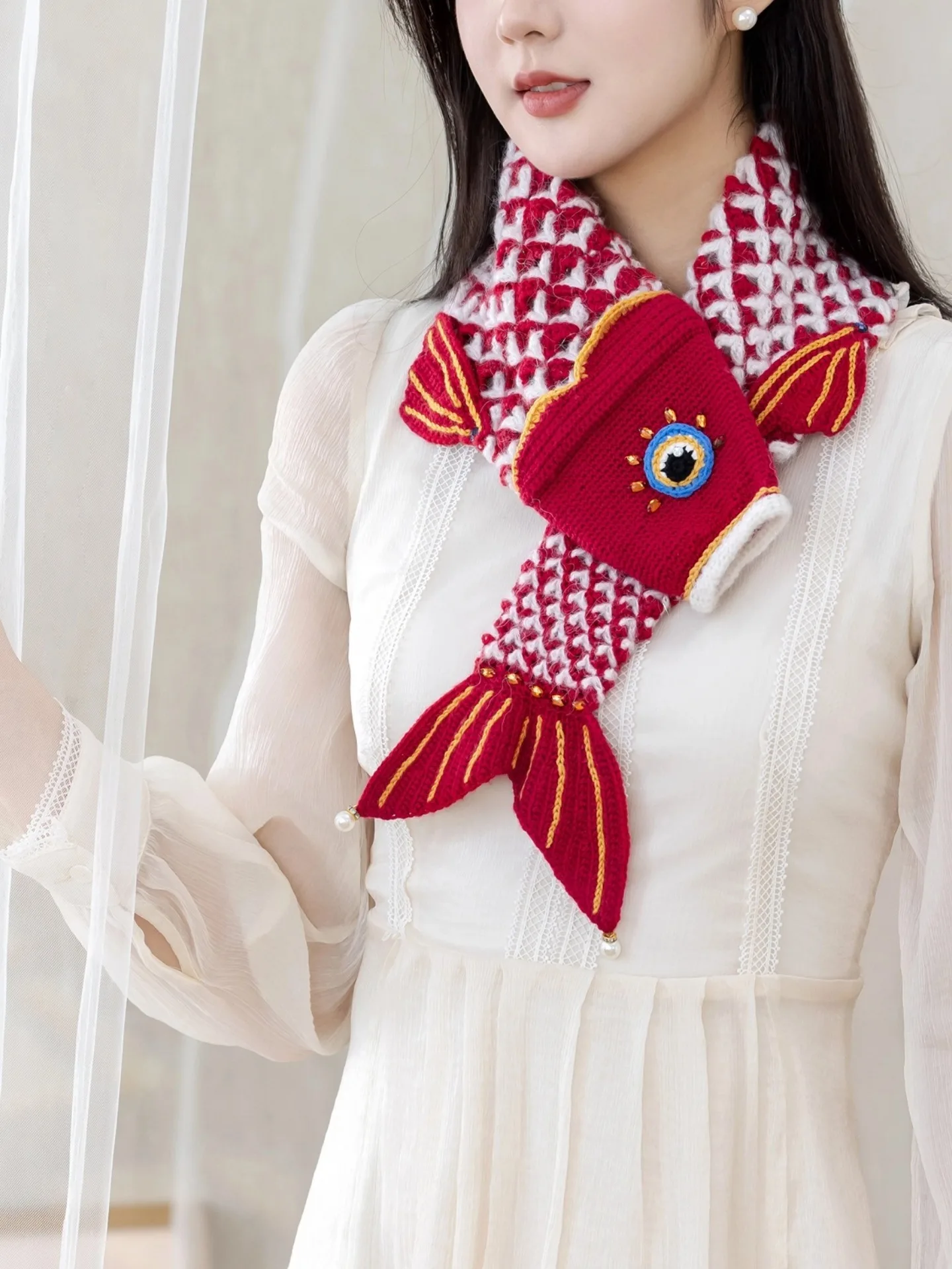 

Handmade Wool Yarn Scarf DIY Crochet Kit Goldfish Pattern Winter Materials Bundle from SuSu Sister's Home Chinese Brand