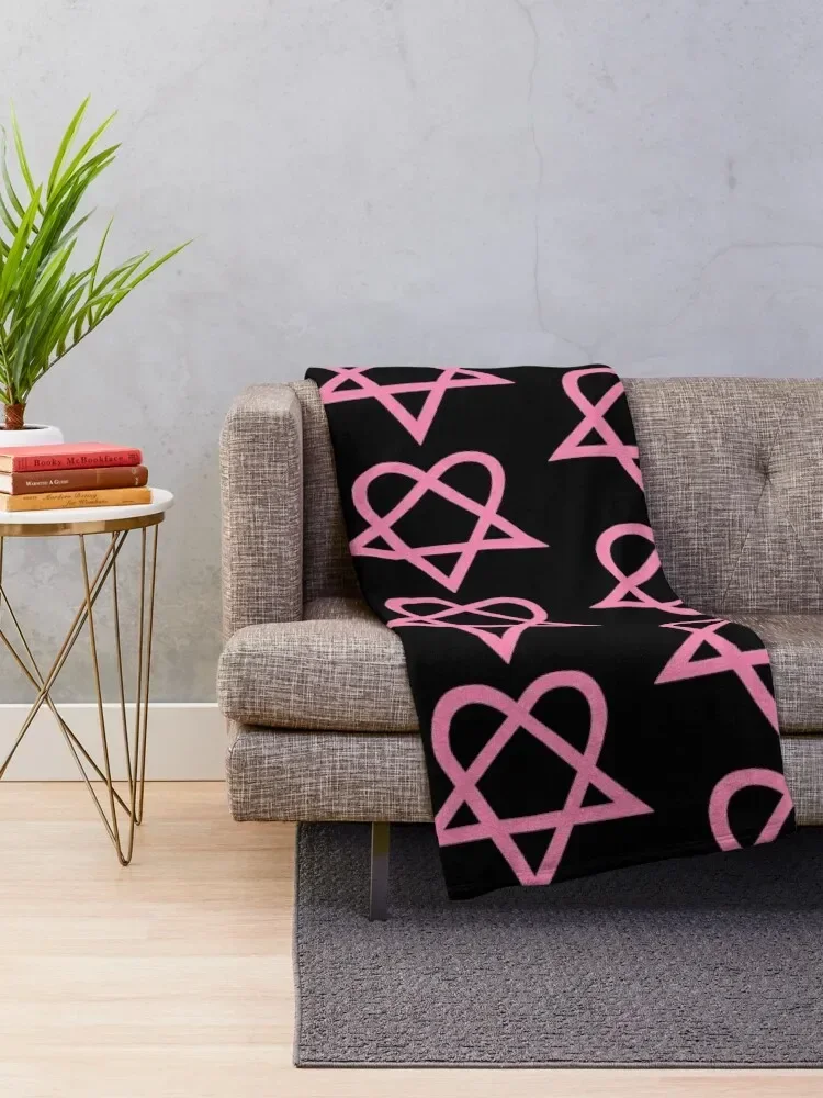 Heartagram - Pink Throw Blanket Decorative Throw Picnic Blankets