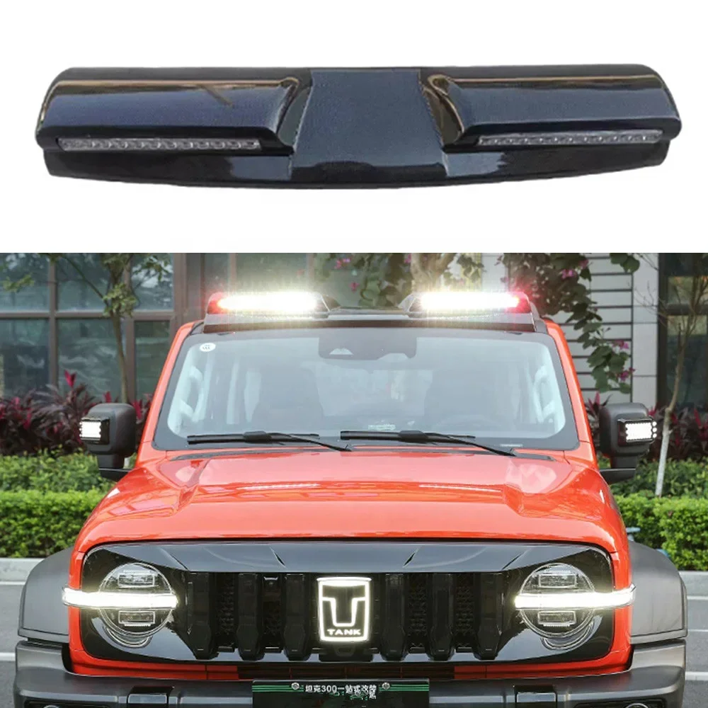 4x4 Front Spoiler With Led Roof Light For WEY TANK300 TANK 300 Car ABS Carbon Fiber Color/Black Off-road Exterior Accessories