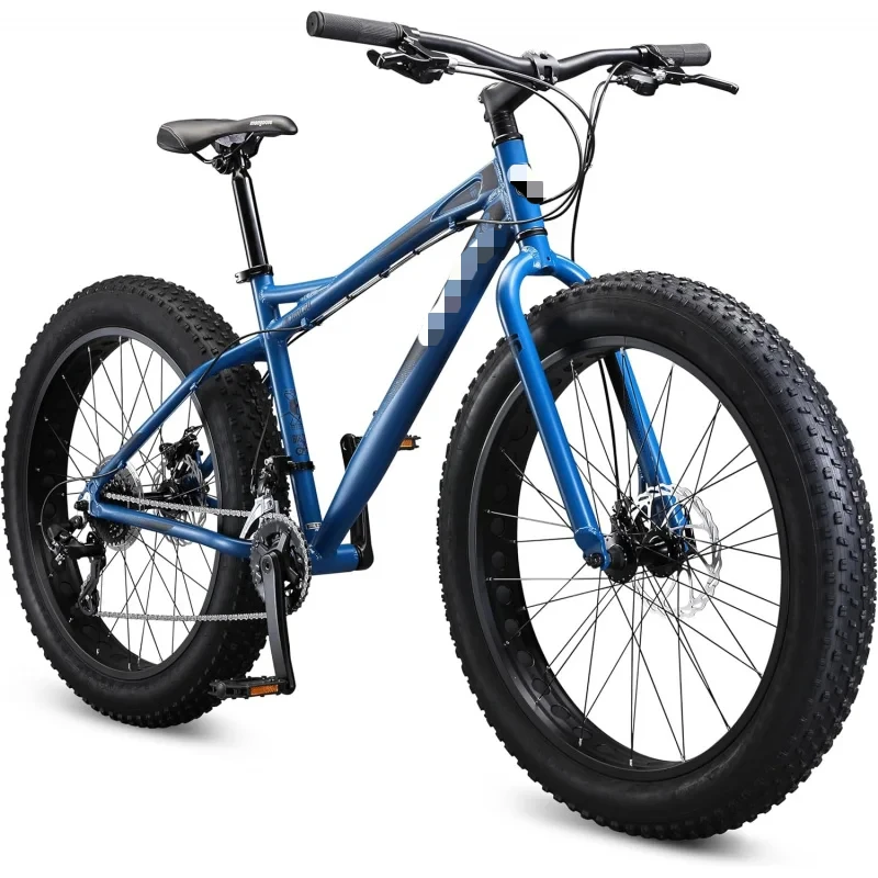 AQMongoose Juneau Men and Womens Tire Bike,26x4-Inch Big Fat Wheels,16-Speed Trigger Shifters,Adult Aluminum Mountain Frame,Blue