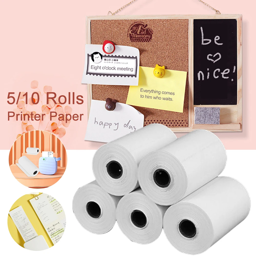 5/10 Rolls Thermal Paper Camera Printing White Children Camera Wood Pulp Instant Print Kids Rolling Paper Miniprinter Accessory