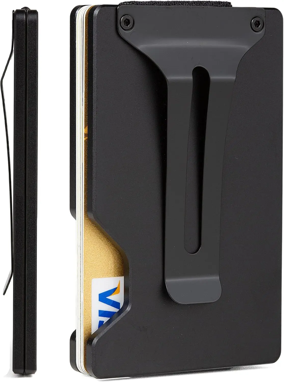 

Тонкий мужской кошелек из карбона с RFID-защитой, металлическим зажимом для денег, матовый черный - минималистичный дизайн