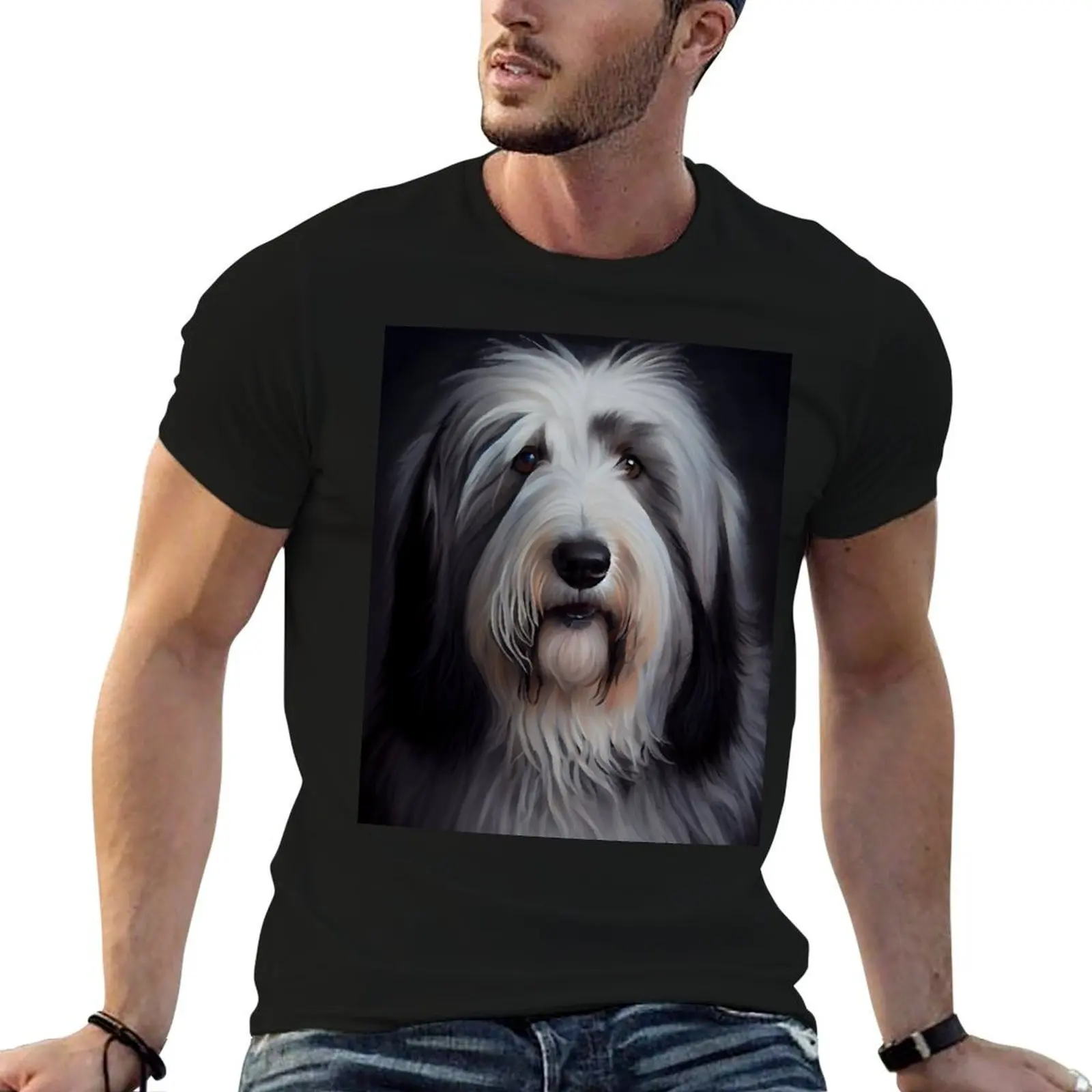 Bearded Collie - Oil Paint T-Shirt man t shirt cotton high quality man t shirts for men t shirts for man cotton soft T-shirt