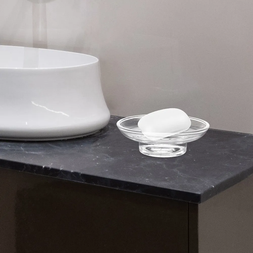 

Круглая прозрачная стеклянная мыльница, прозрачный держатель для мыла, для ванной комнаты, кухонной столешницы, раковины, душа, ванны, нескользящая, легко моется, элегантная