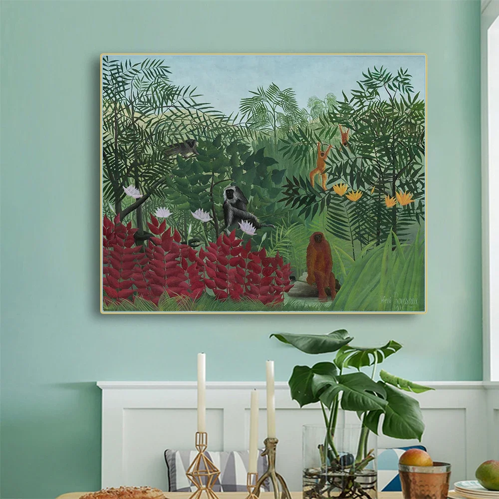 Henri·Rousseau《Tropical Jungle》Canvas Oil painting Artwork Poster Picture Wall Decor Modern Home Living room Decoration