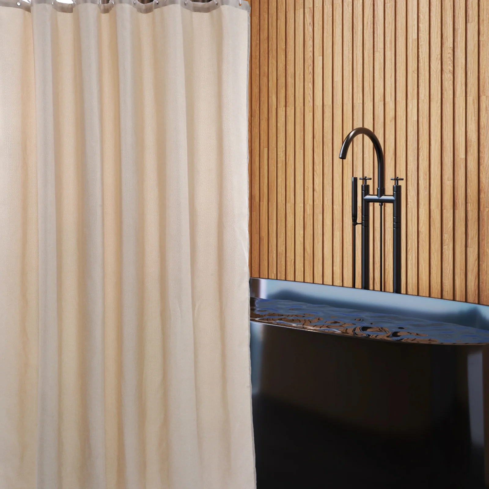 

Waterproof Shower Curtain Linen Solid Color Washable Quick Dry Reusable For Bathroom Hotel Dorm Campers Rustic Modern