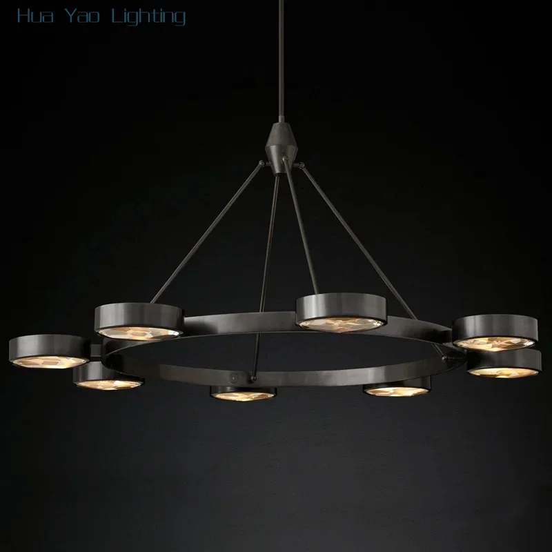 Post-modern luxury restaurant chandelier creative living room copper lamp simple design hotel villa crystal lighting