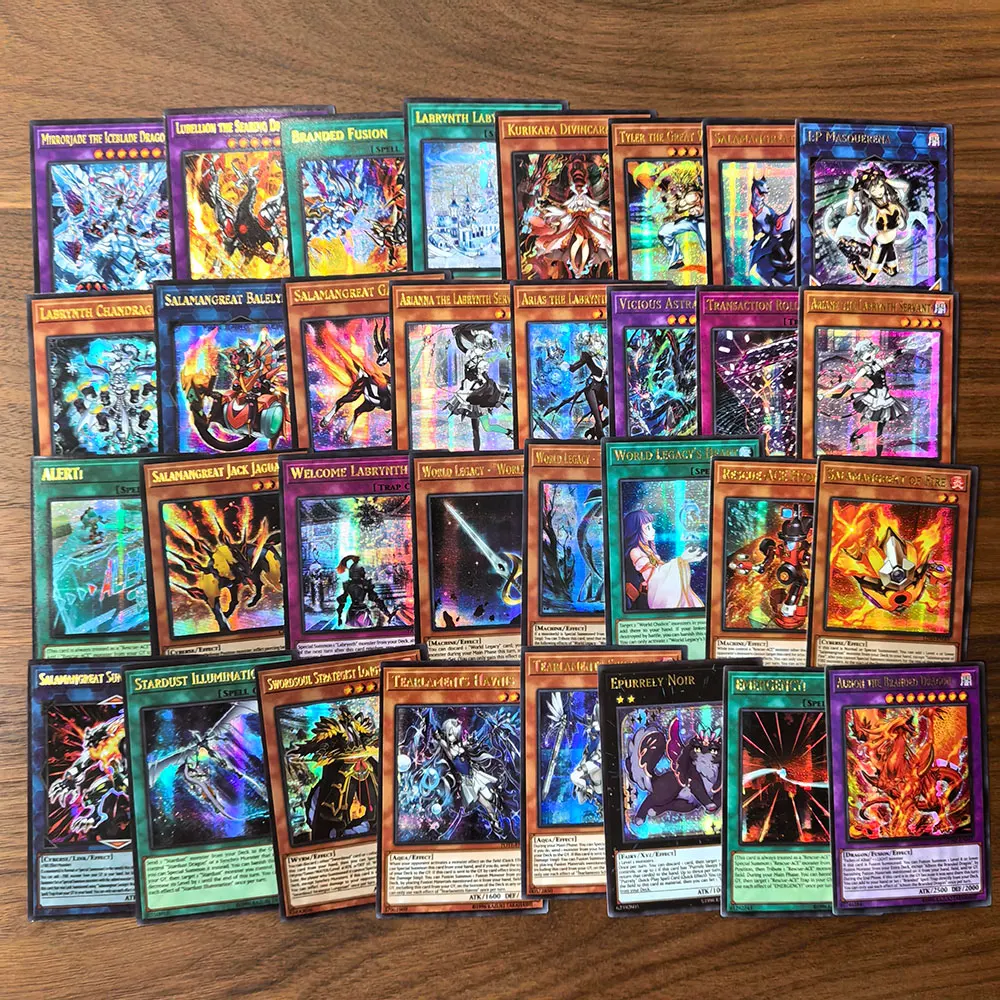 72 szt. Karty YU GI OH ze złotą literą Proxy Błyszcząca struktura konkursowa Tyler Kurikara Markowe karty Yugioh w języku angielskim