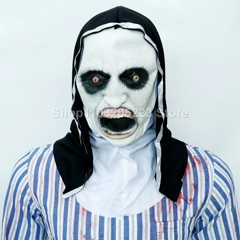 

Halloween horror nun headgear, movie and film cosplay costumes, horror party costume supplies, prank props, latex headgear