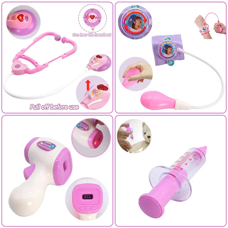 Faire semblant de docteur Kit jouets pour enfants, ensemble de dentiste, costume de fille, kits médicaux, boîte de jeu, ensemble de jeu, cadeaux pour garçon