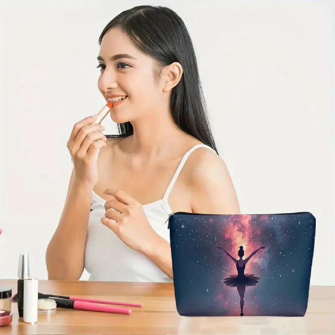 黒のバレエスカート型メイクアップバッグ - 多機能ジッパーポーチ、ジュエリー収納バッグ、旅行に最適な小型ジッパー収納バッグ。