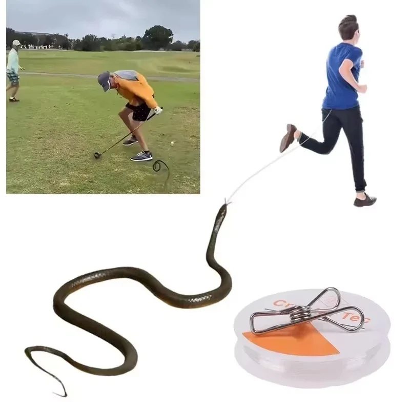 New Snake Prank with String Clip - Snake on A String Prank That Chase People Toy Funny Spoof Gift Outdoor