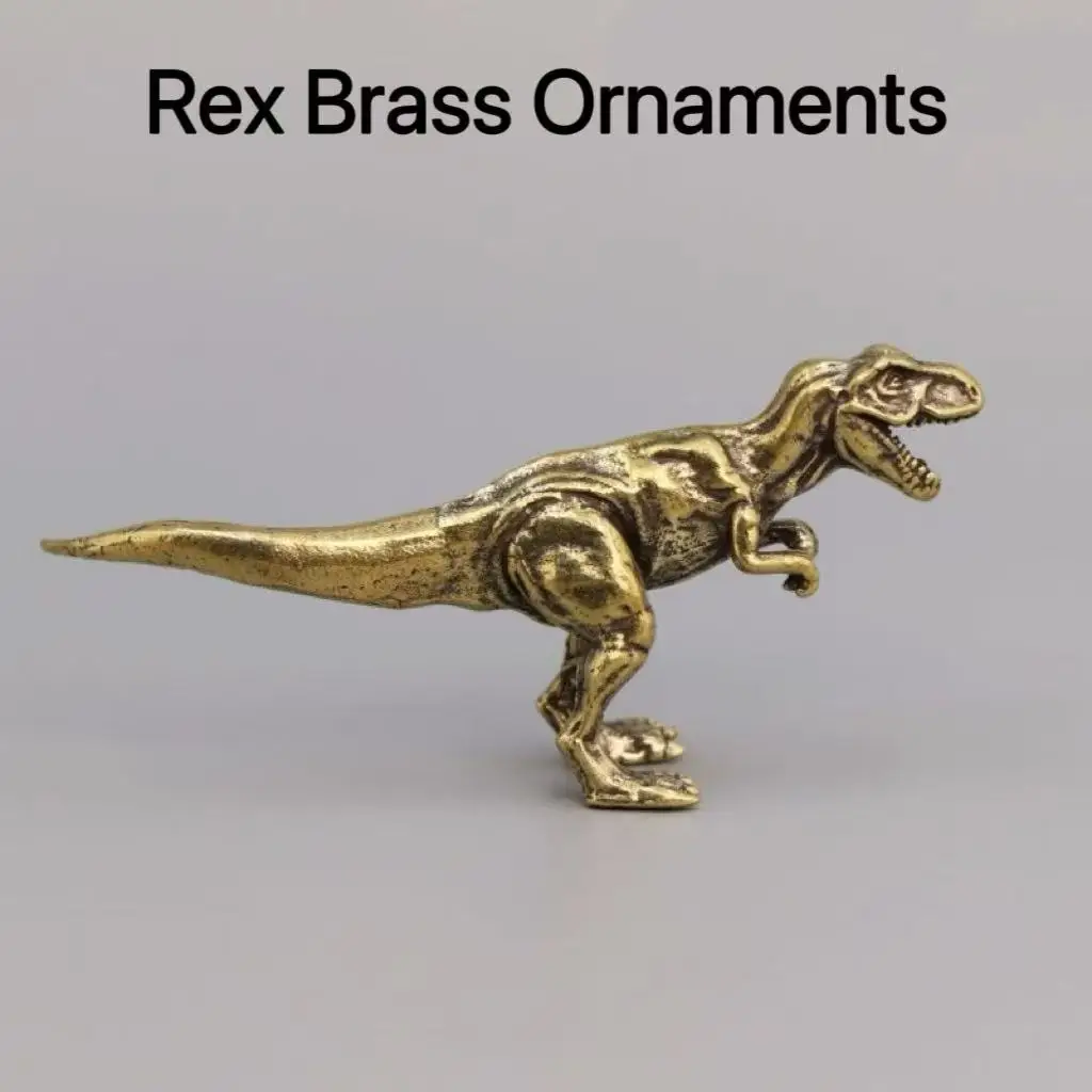 Pure Brass Ornaments Tyrannosaurus Rex Figurines Desktop Crafts Home Office Decorations Creative Christmas Gifts Miniature